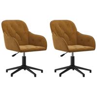 Eetkamerstoelen draaibaar 2 st fluweel bruin - thumbnail