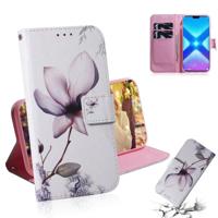 Magnolia bloem patroon gekleurde tekening horizontale Flip lederen case voor Huawei eer 8X met houder & card slots & portemonnee - thumbnail