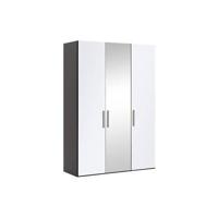 Goossens Kledingkast Easy Storage Ddk, Kledingkast 153 cm breed, 220 cm hoog, 2x glas draaideur en 1x spiegel draaideur midden - thumbnail