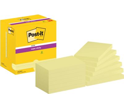 Memoblok post-it 655 super sticky 76x127mm geel | 12 stuks