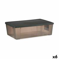 Opbergbak met Deksel Stefanplast Elegance Grijs Plastic 30 L 38,5 x 17 x 59,5 cm (6 Stuks) - thumbnail