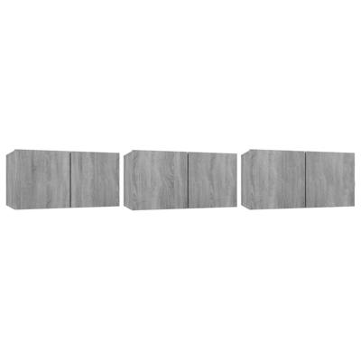 Tv-hangmeubels 3 st 60x30x30 cm bewerkt hout grijs sonoma eiken
