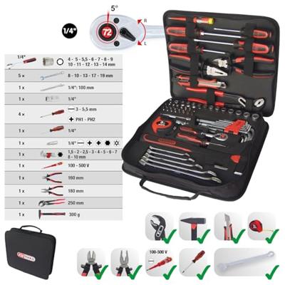 KS Tools 1/4 Universal-Werkzeugtasche, 62-tlg 917.0062 Gereedschapsset