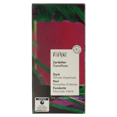 Chocolade puur met hazelnoten bio 100 Gram