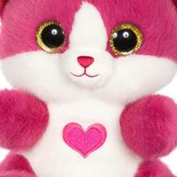 Pluche kat - GIPSY TOYS - BERRY - Frambozenroze - 23 cm - Hartje op zijn buik - thumbnail