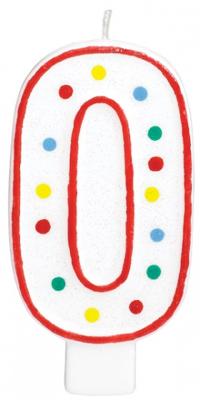 Amscan taartkaars party cijfer 0 13 cm | 24 stuks