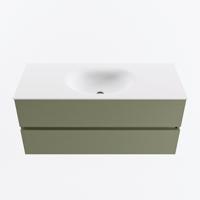 MONDIAZ VICA 110cm badmeubel onderkast Army 2 lades. Wastafel MOON midden zonder kraangat, kleur Talc. - thumbnail