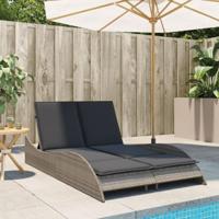 Ligbed met kussens 114x205x73 cm poly rattan grijs - thumbnail