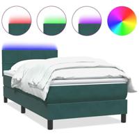 Boxspring met matras en LED fluweel donkergroen 90x210 cm - thumbnail