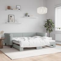 Slaapbank met onderschuifbed 90x190 cm fluweel lichtgrijs - thumbnail