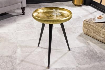 Handgemaakte Bijzettafel ORIENT 55cm Messing Goud Ronde Metaal Gehamerd Design - 44351