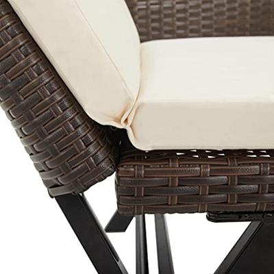 Tuinbank met kussens 176 cm poly rattan bruin