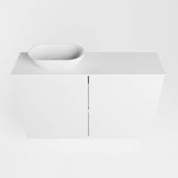 MONDIAZ FOWY toiletmeubel 80cm kleur talc. Waskom positie links kleur talc | talc. Met 1 kraangat - thumbnail