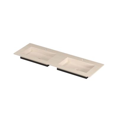 INK Post Wastafel keramische slab envelop bak dubbel 2 kraangaten 140x45x1 Travertin matt INK Post Wastafel keramische slab envelop bak dubbel 2 kraangaten 140x45x1 Travertin matt