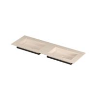 INK Post Wastafel keramische slab envelop bak dubbel 2 kraangaten 140x45x1 Travertin matt - thumbnail
