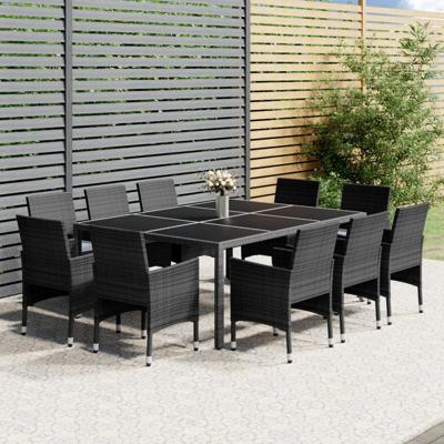 11-delige Tuinset poly rattan grijs