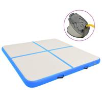 VidaXL Gymnastiekmat met pomp opblaasbaar 200x200x10 cm pvc blauw - thumbnail