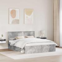 Bedframe met hoofdeinde Beton 160 x 200 cm Massief grenenhout - thumbnail
