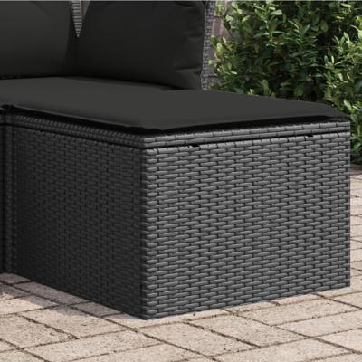 Tuinkruk met kussen 55x55x37 cm poly rattan zwart Tuinkruk met kussen 55x55x37 cm poly rattan zwart