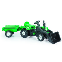 Dolu pedaal trekker graafmachine + aanhanger groen - thumbnail