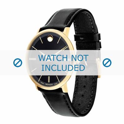 Movado horlogeband 0607087 Leder Zwart 20mm + standaard stiksel Movado horlogeband 0607087 Leder Zwart 20mm + standaard stiksel