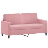 Tweezitsbank met sierkussens 140 cm fluweel roze - thumbnail