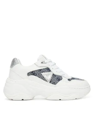 Guess Happy4 Sneakers Dames Wit/Blauw - Maat 36 - Kleur: WitBlauw | Soccerfanshop