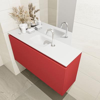 MONDIAZ OLAN 100cm toiletmeubel fire. LEX wastafel talc midden 1 kraangat MONDIAZ OLAN 100cm toiletmeubel fire. LEX wastafel talc midden 1 kraangat