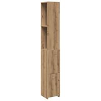 Badkamerkast 25x25x170 cm bewerkt hout artisanaal eikenkleurig - thumbnail