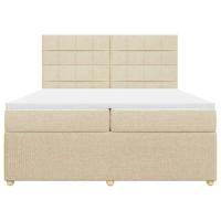 Boxspring met matras stof crèmekleurig 200x200 cm - thumbnail