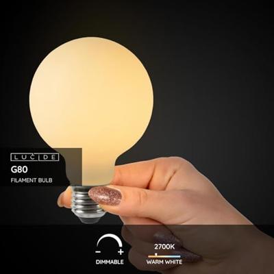 Lucide G80 - Filament lamp - Ø 8 cm - LED Dimb. - E27 - 1x4,9W 2700K - Opaal Lucide G80 - Filament lamp - Ø 8 cm - LED Dimb. - E27 - 1x4,9W 2700K - Opaal