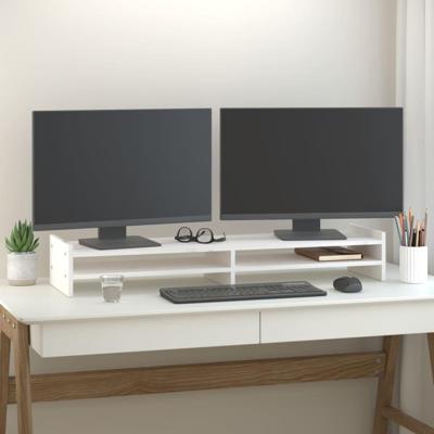 Monitorstandaard 100x27x15 cm massief grenenhout wit Monitorstandaard 100x27x15 cm massief grenenhout wit