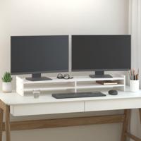 Monitorstandaard 100x27x15 cm massief grenenhout wit - thumbnail