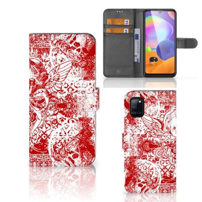 Telefoonhoesje met Naam Samsung Galaxy A31 Angel Skull Rood Telefoonhoesje met Naam Samsung Galaxy A31 Angel Skull Rood
