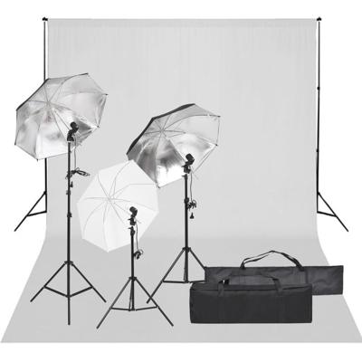 Fotostudioset met verlichtingsset en achtergrond