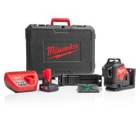 Milwaukee M12 3PL-401C Accu Kruislijnlaser 3x360° Groen 12V 4.0Ah in koffer - 4933478102 - thumbnail
