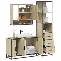 3-delige Badkamermeubelset bewerkt hout sonoma eikenkleurig - thumbnail