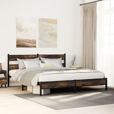 Bedframe zonder matras metaal gerookt eikenkleurig 183x213 cm