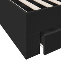 Bedframe met lades bewerkt hout zwart 180x200 cm - thumbnail