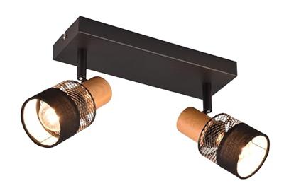 Trio 2-lichts opbouwspotNandini zwart met hout - 811700232