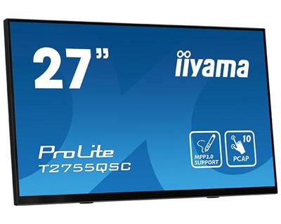 Iiyama ProLite T2755QSC-B1 Touchscreen monitor Energielabel: D (A - G) 68.6 cm (27 inch) 2560 x 1440 Pixel 16:9 5 ms HDMI, DisplayPort, Audio-Line-out, USB-A