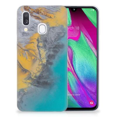 Samsung Galaxy A40 | TPU | Siliconen hoesje | Marble Blue Gold