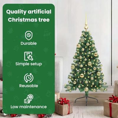 VidaXL Kunstmatig voorverlicht kerstboom met 150 led groen 120 cm pvc