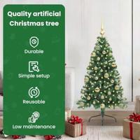 VidaXL Kunstmatig voorverlicht kerstboom met 150 led groen 120 cm pvc - thumbnail