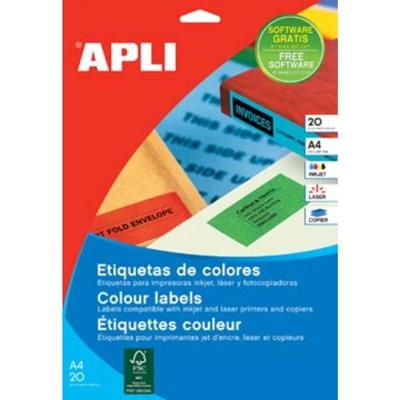 Apli gekleurde etiketten ft 70 x 37 mm (b x h), rood, 480 stuks, 24 per blad (1593)