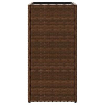 Plantenbakken 2 st 30x30x60 cm poly rattan bruin