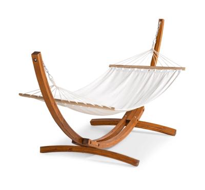 Nohr Hangmat 'Delisha' crèmewit, met standaard van acaciahout