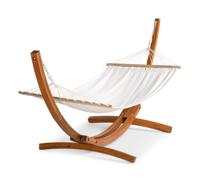 Nohr Hangmat 'Delisha' crèmewit, met standaard van acaciahout - thumbnail