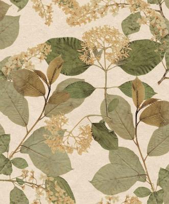 Decoprint Herbarium Behang met bladeren en bloemen - HE27230