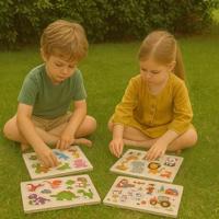Houten Noppenpuzzel Thema, 6st. - thumbnail